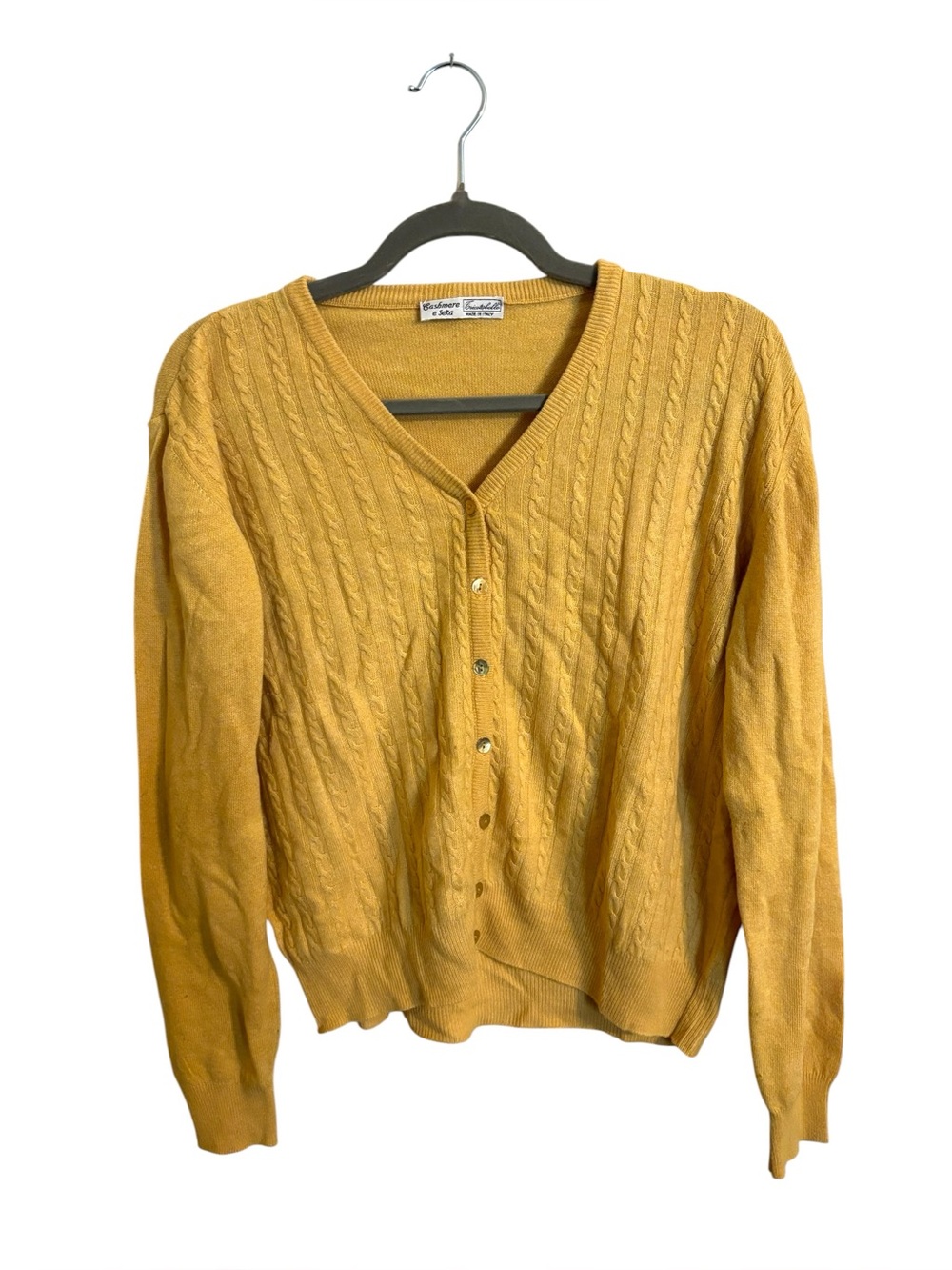 Cashmere E Seta Yellow Wool Cashmere Silk Blend Cardigan Sweater